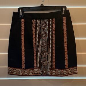 Embroidered Black Mini Skirt